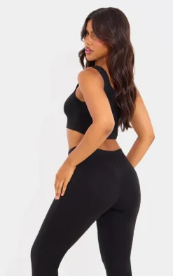 Black Scooped Neck Crop Top