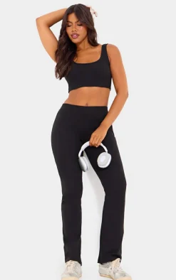 Black Scooped Neck Crop Top