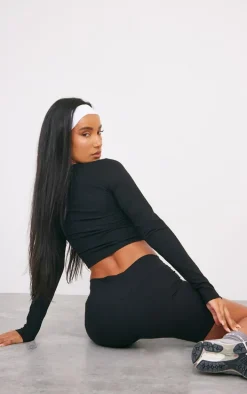 Black Sculpt Long Sleeve Crop Gym Top