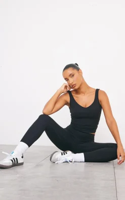 Black Sculpt Longline Padded Sports Vest