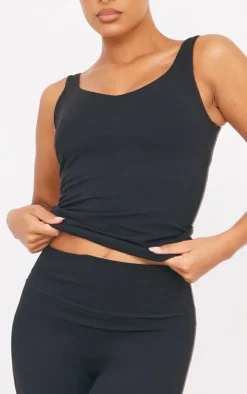 Black Sculpt Longline Padded Sports Vest