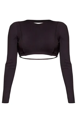 Black Sculpt Seam Detail Gym Top