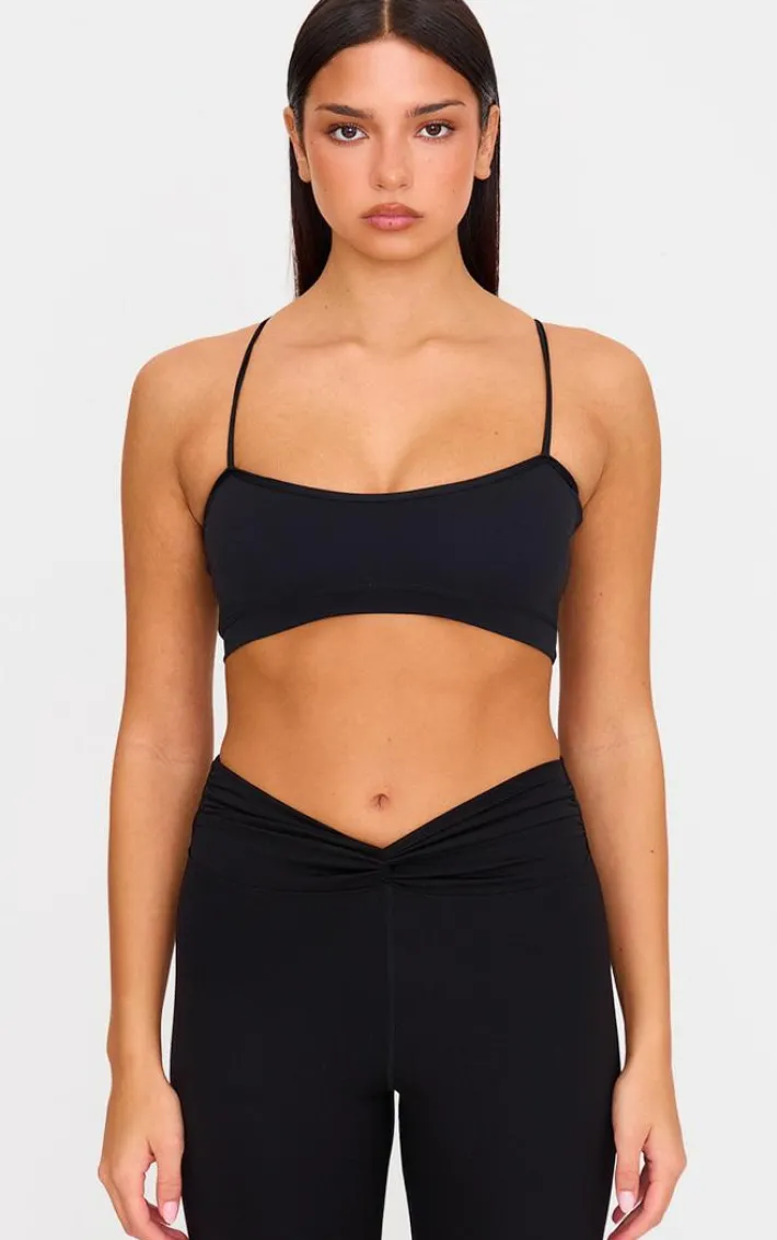 Black Sculpt Strappy Dip Sports Bra