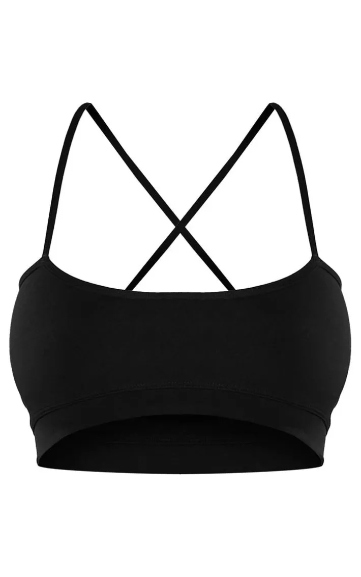 Black Sculpt Strappy Dip Sports Bra