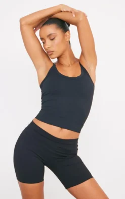 Black Sculpt Strappy Gym Vest