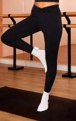 Black Sculpt Twist Front Gym Legging