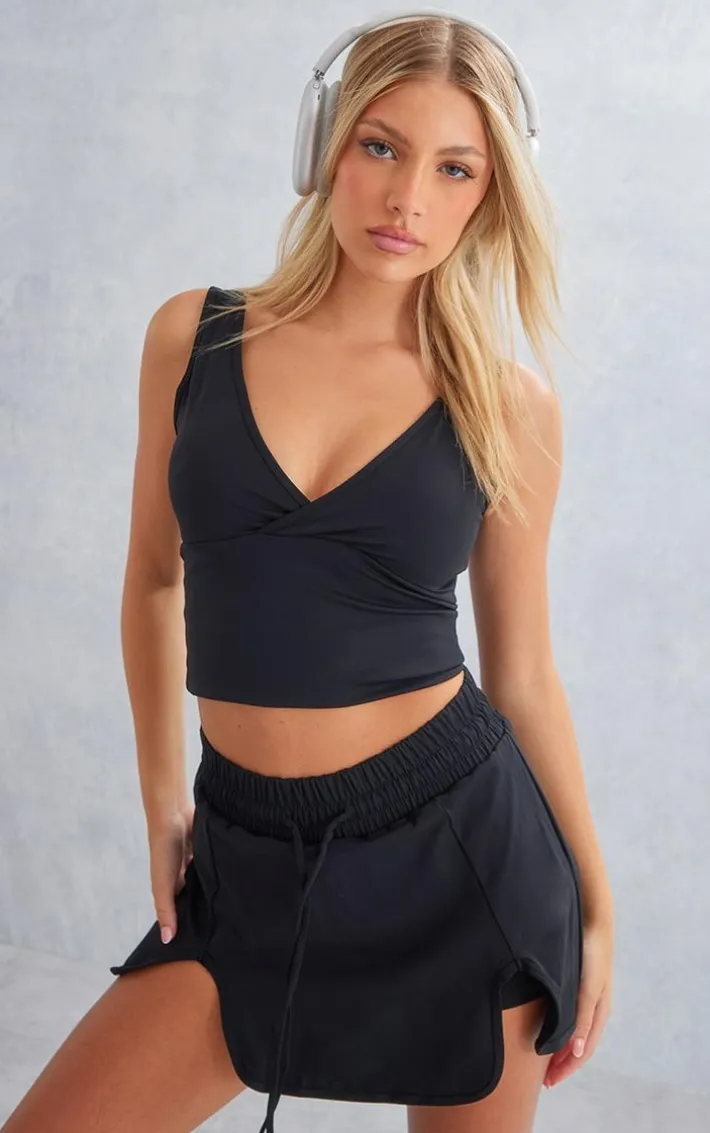 Black Sculpt V Front Longline Padded Sports Bra