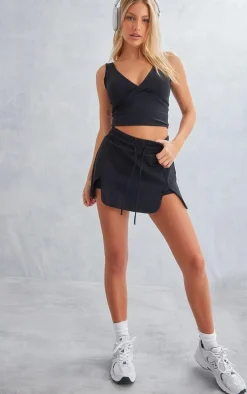 Black Sculpt V Front Longline Padded Sports Bra