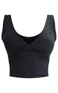 Black Sculpt V Front Longline Padded Sports Bra
