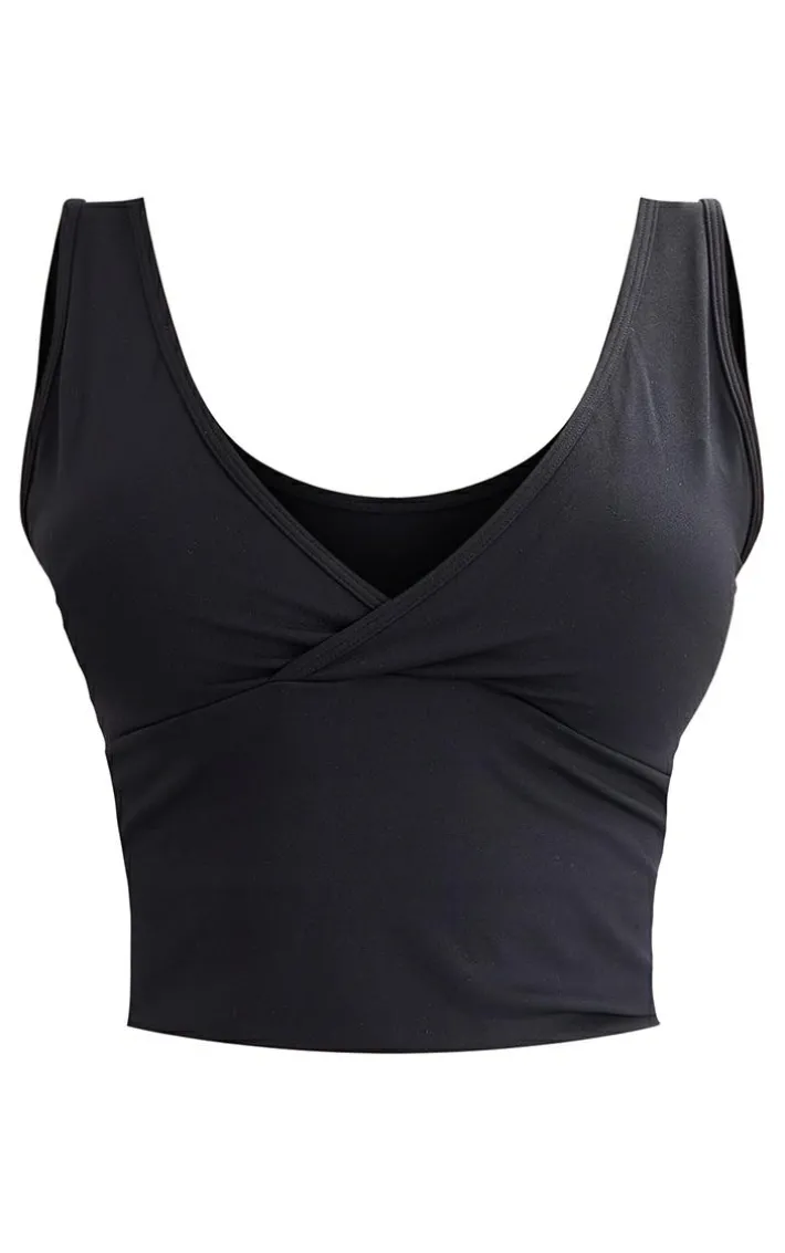 Black Sculpt V Front Longline Padded Sports Bra