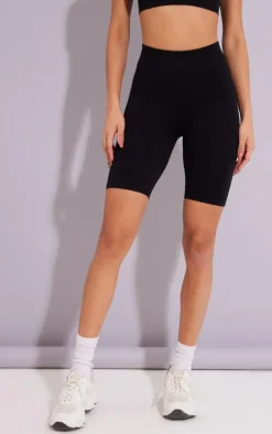 Black Seamless Basic Bike Shorts