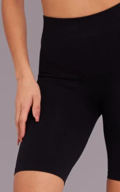 Black Seamless Basic Bike Shorts