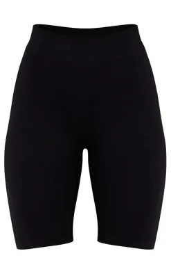 Black Seamless Basic Bike Shorts