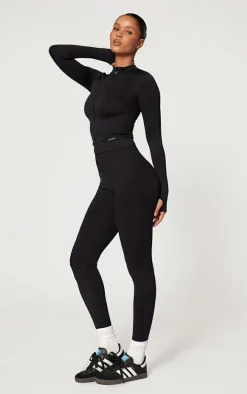 Black Seamless Rib High Waisted Gym Leggings