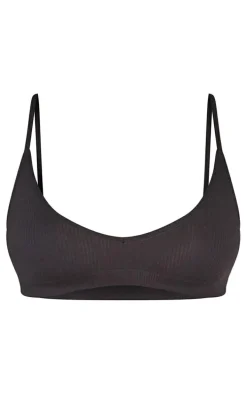 Black Seamless Rib Scoop Neck Bra 3 Pack