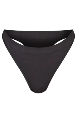 Black Seamless Rib Thong 3 Pack