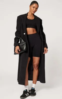 Black Seamless Ruched Bum Bike Shorts