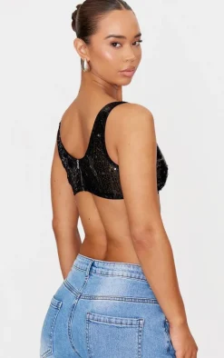 Black Sequin Bralet