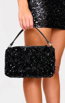 Black Sequin Shoulder Bag