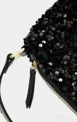 Black Sequin Shoulder Bag