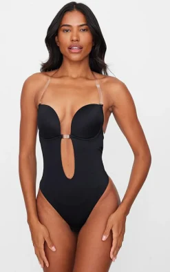 Black Shapewear Plunge Bodysuit