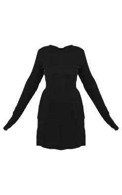 Black Sheer Cheesecloth Textured Split Sleeve Long Top