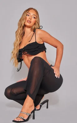 Black Sheer Chiffon Ruffle Detail Bralet