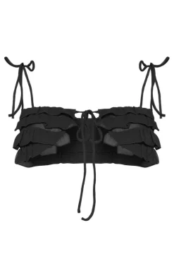 Black Sheer Chiffon Ruffle Detail Bralet