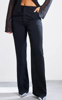 Black Sheer Chiffon Wide Leg Pants