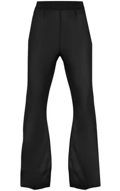 Black Sheer High Waisted Flared Pants