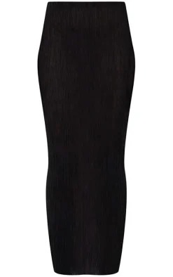 Black Sheer Knit Low Rise Maxi Skirt