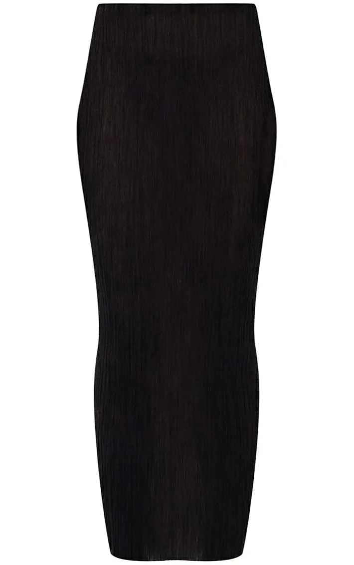 Black Sheer Knit Low Rise Maxi Skirt