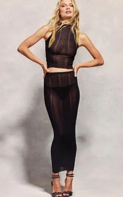 Black Sheer Knit Top