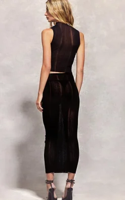 Black Sheer Knit Top