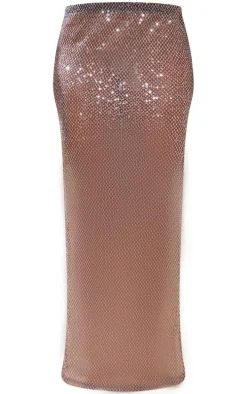 Black Sheer Sequin Maxi Skirt