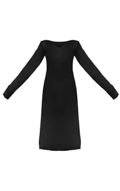 Black Sheer Side Split Beach Midaxi Dress