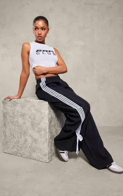 Black Shell Bow Detail Track Pants