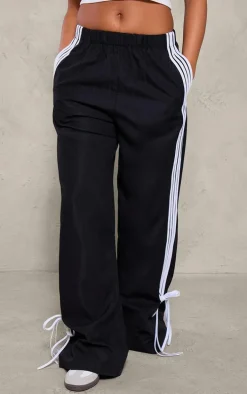 Black Shell Bow Detail Track Pants