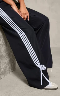 Black Shell Bow Detail Track Pants