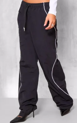 Black Shell Side Stripe Track Pants