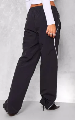 Black Shell Side Stripe Track Pants