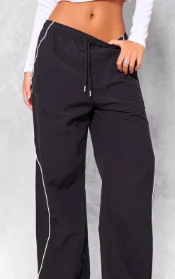 Black Shell Side Stripe Track Pants