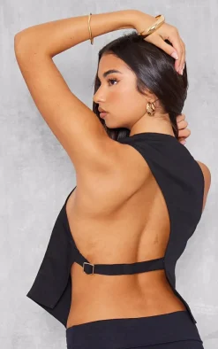 Black Side Tie Vest
