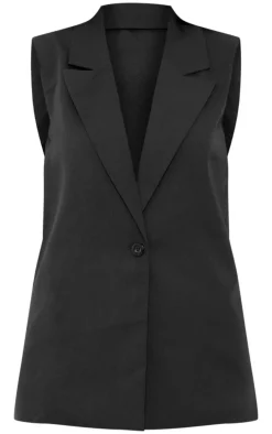 Black Sleeveless Longline Vest