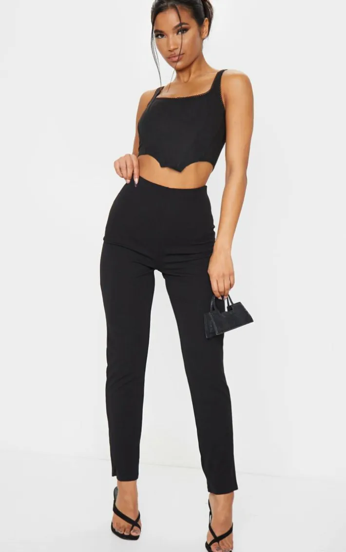 Black Slim Leg Crepe Pants