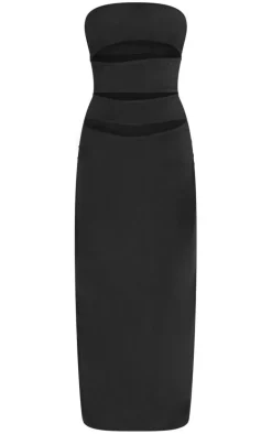Black Slinky Bandeau Multi Cut Out Maxi Dress