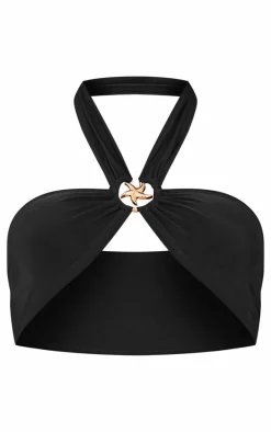 Black Slinky Bardot Starfish Crop Top