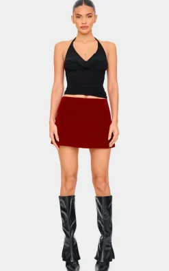 Black Slinky Cowl Open Back Halterneck Long Top