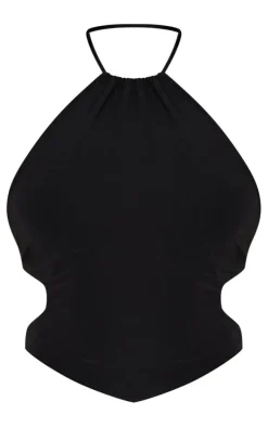Black Slinky Cut Out Strappy Back Top