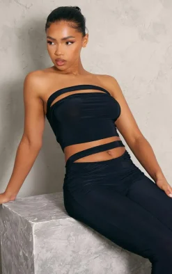 Black Slinky Cutout Crop Top